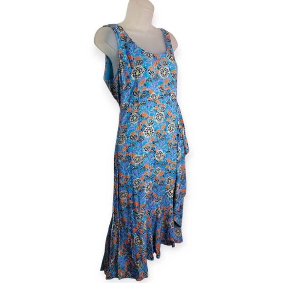 Sundance Women's Cascading Dreams Midi Dress size Small Blue Orange Floral - Picture 3 of 8